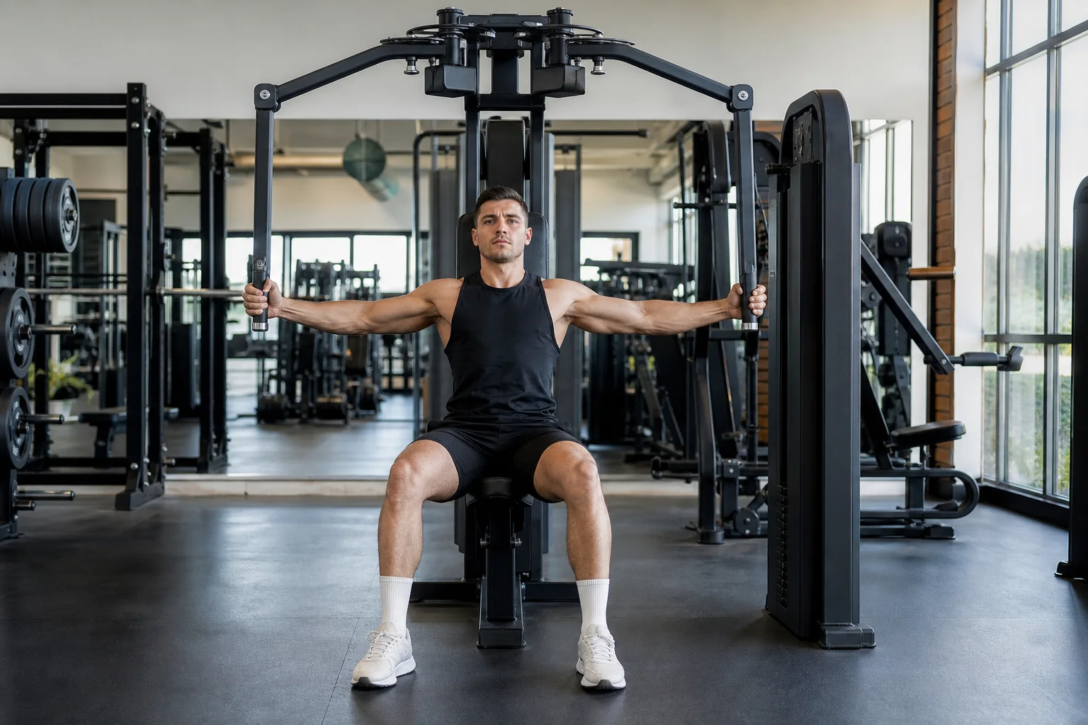 Foto de Crucifixo na máquina em execução na academia