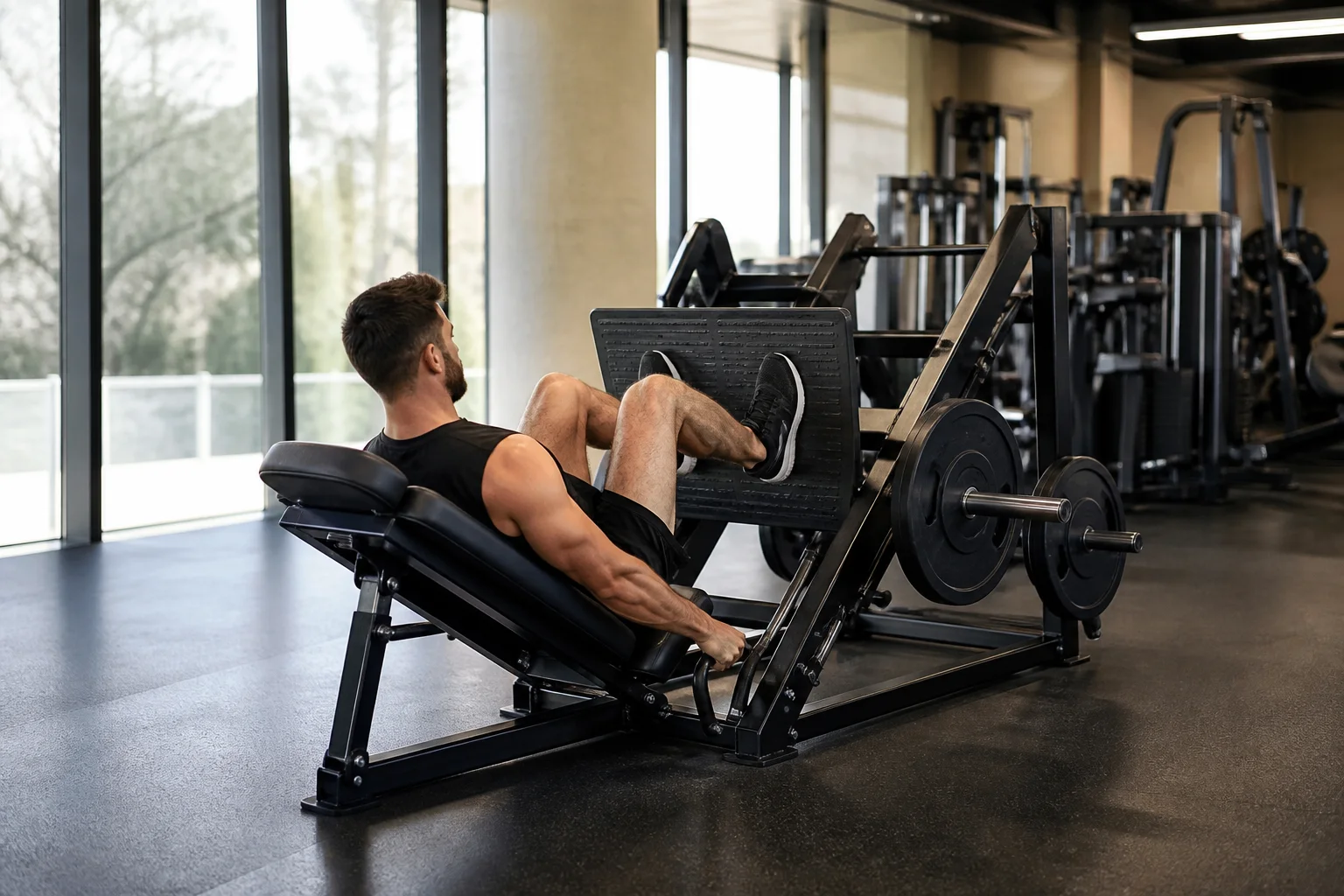Foto de Leg press 45 graus em execução na academia